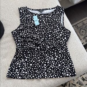 Ann Taylor Black and White Sleeveless Top